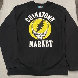 Chinatown Market Grateful Dead‎ Sweatshirt Mens XL Black Double Sided Deadtown